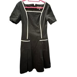 Carrie Hutton Women's Black & White Lined Short Sleeves Mini Dress Size 8